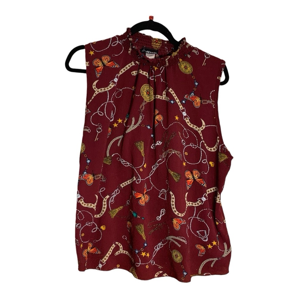 Vintage NY Invasion Women's Sleeveless Blouse Crop 3XL Butterfly Read